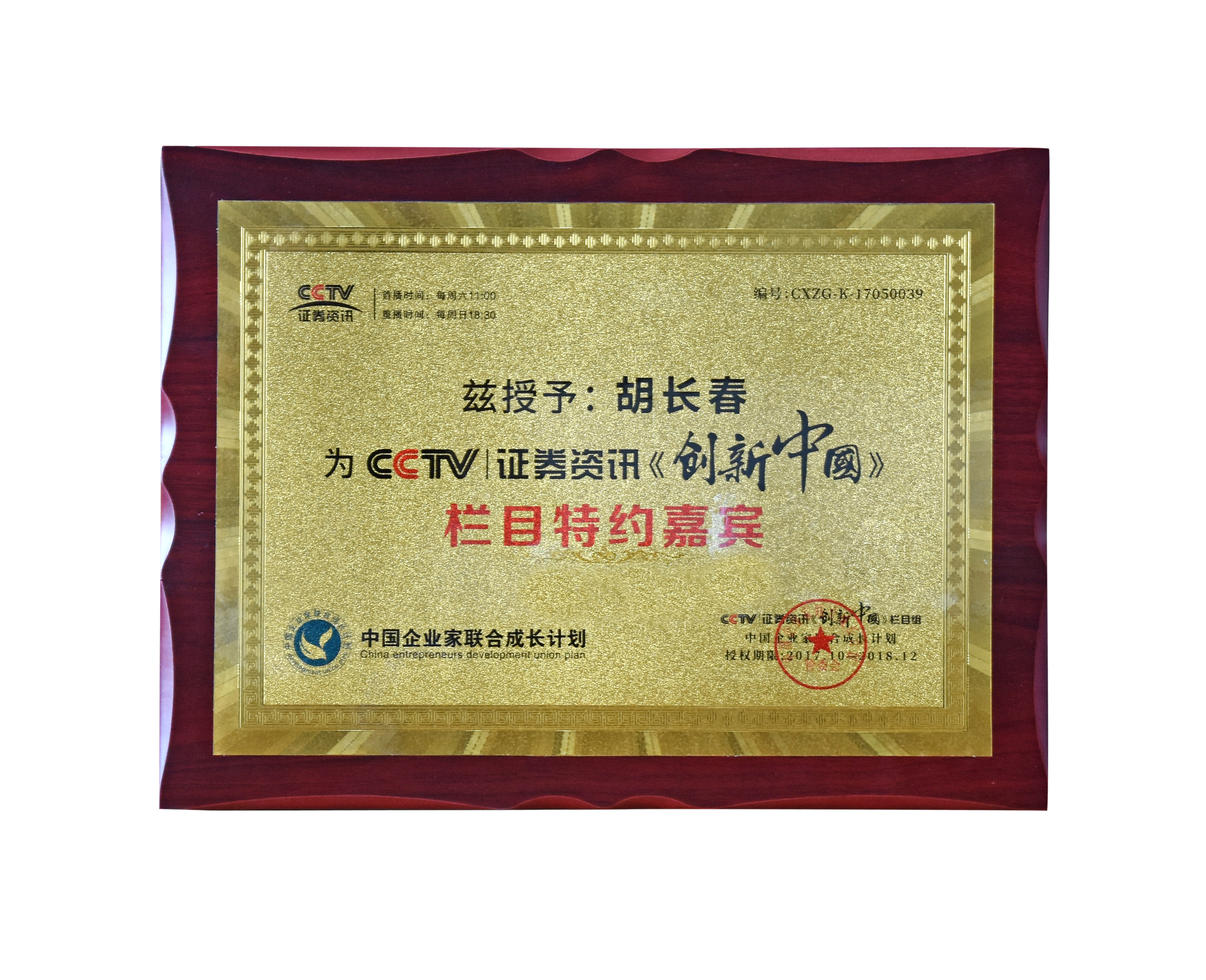 CCTV证券资讯创新中国栏目特约嘉宾